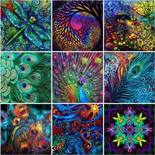 AZQSD Full Square/round Drill Diamond Painting 5d Peacock Diamond Embroidery Animals Landscapes Picture Of Rhinestones Decors