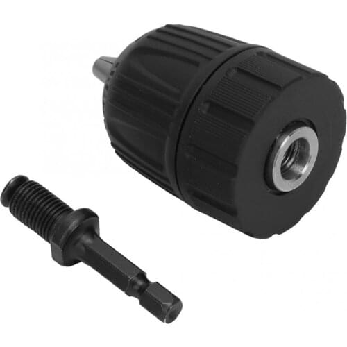 Keyless Drill Chuck 0.8-10mm 3/8-24UNF + 1/4 Inch Hex Shank Extension Rod Adapter Screwdriver Impact Driver Chuck