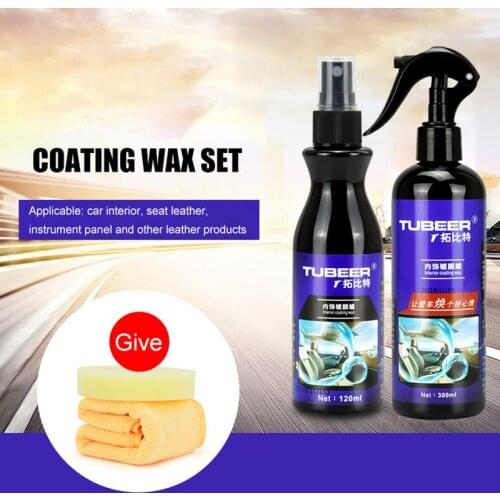 Car Interior Decorative Wax Coating Polishing Spraying Wax Leather Glazing Waterborne Panel Plastic Renovation Agent 120/300ML