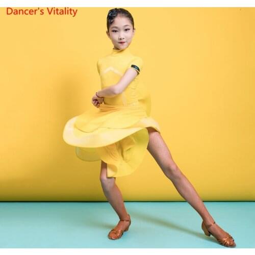 Latin Dance Child Dress Temperament Stand Collar Professional Competition Clothes Girls New Performance Clothing