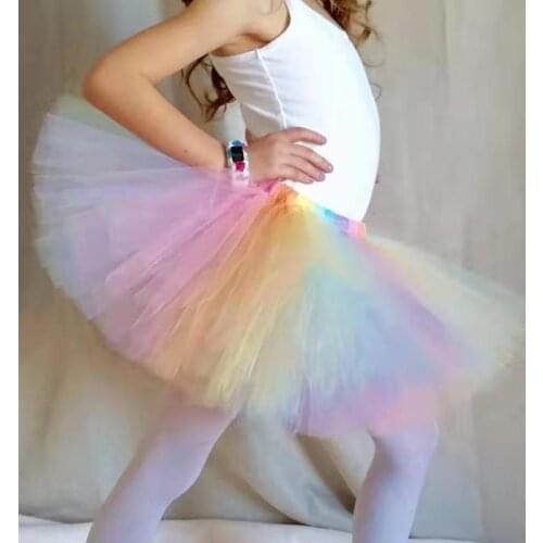 Girls Pastel Tutu Skirts Kids Ballet Dance Tulle Pettiskirt Underskirt Tutus Children Birthday Party Banquet Costume Skirt Cloth