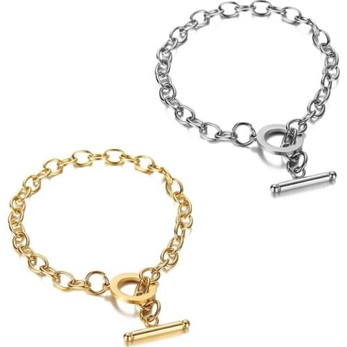 Doreen Box Fashion Stainless Steel Gold/Silver Color Circle Round Women Men Punk Style Party Club Link Chains Jewelry Gifts,1PC