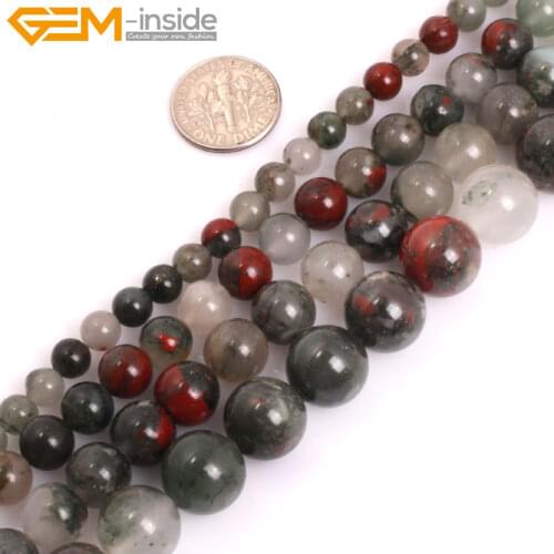 Gem-inside AAA Natural Round Africa BloodStone Beads For Jewelry Making 15inches DIY Jewellery