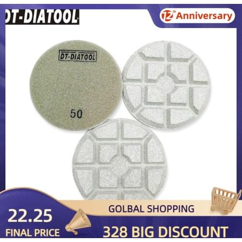 DT-DIATOOL 3pcs/set Dia 100mm/4" Diamond Polishing Pads Resin Bond Concrete Sanding Discs Repairing Renovating Concrete Floor