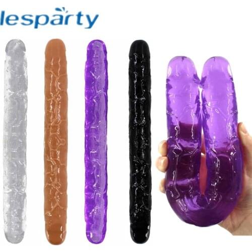 Flexible Soft Jelly Dildo Double Dildo for Women Vagina Anal Double Ended Dong Artificial Penis Gay Lesbian Sex Toys