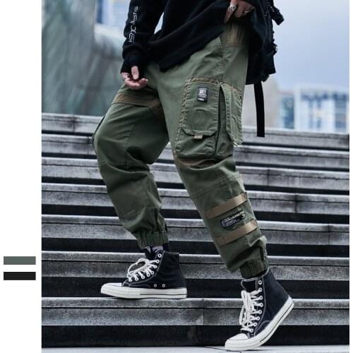 Harem Joggers Men Winter Cargo Pants Streetwear 2021 Hip Hop Casual Pockets Track Pants Male Harajuku Fashion Trousers Ribbon