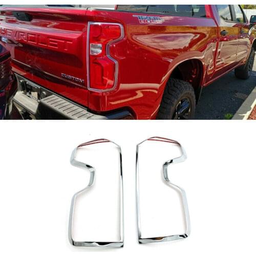 ABS Chrome Rear Tail Light Lamp Cover Trim 2pcs For Chevrolet Silverado 2019-20