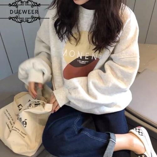 Hoodies Womens Pullover Turtleneck Women Printed Plus Velvet Warm Oversize Harajuku Chic Casual BF Simple Students Sweet Ulzzang