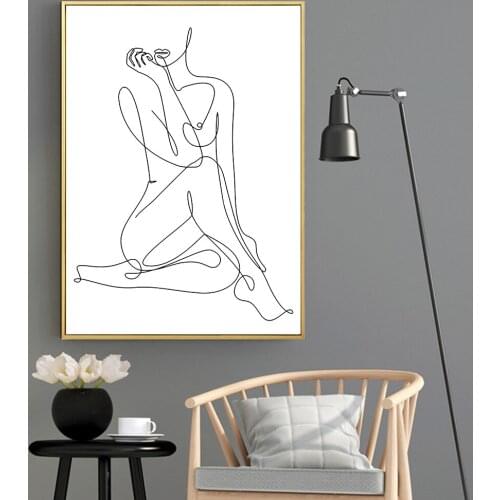 Sexy Lady Body Line Art Painting Nude Naked Woman Yoga Canvas Poster Abstract Line Drawing Print Modern Wall Pictures Home Deocr