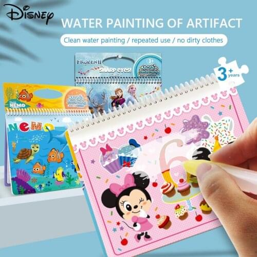 Disney Frozen Water Painting Drawing Toys Graffiti Anime Action Figure Watercolour Magic Book Girls Birthday Educational Gifts