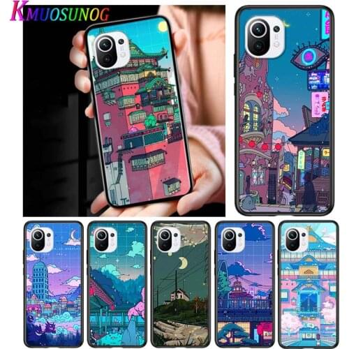 Art Pixel Aesthetic for Xiaomi Mi 11 10T Note 10 Ultra 5G 9 9T SE 8 A3 A2 A1 6X Pro Play F1 Lite 5G Black Phone Case