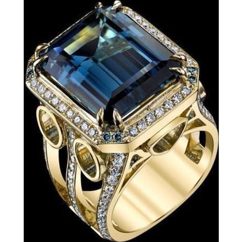 14K Yellow Gold Real Natural Sapphire Jewelry Ring for Men Women Fine Anillos De Wedding Bizuteria 14 K Gold Pure Gemstone Rings