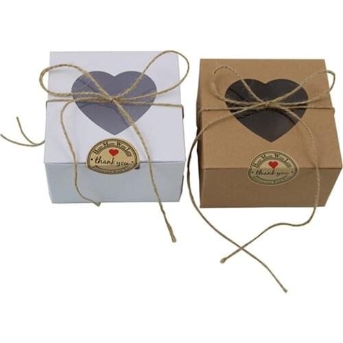 12pcs/Lot Heart Shaped Gift Cupcakes Boxes Cookie Box With Window for Wedding Party Craft Cupcake Carrier Kraft Paper Box