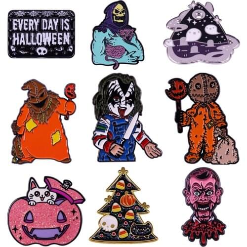 K3322 Horror Movie Halloween Metal Enamel Pins and Brooches for Lapel Pin Backpack Bags Badge Collection Gifts