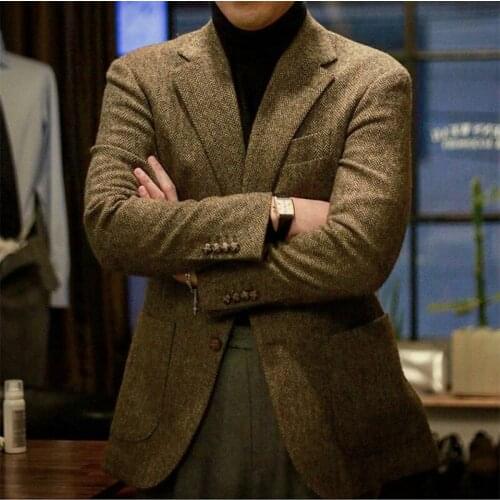 Mens Tweed Jacket Custom Made Brown Tweed Coat,Bespoke Tweed Mens Coat Herringbone Coats,Blazer 2019,Herringbone Coat Men