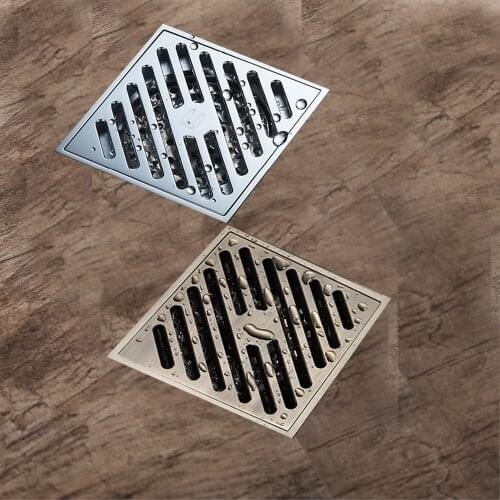 Floor Water Drain Square Cover Chrome/Antique Bronze for Bathroom Kitchen Garden Balcony