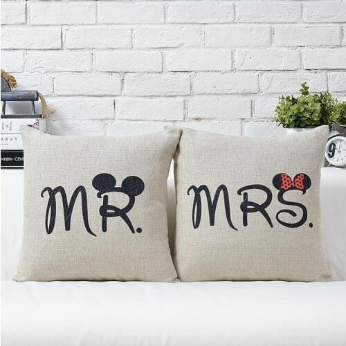 "Mrs.Mr" Valentines Day gift wedding couple cotton Cushion Linen Pillow pillowcases home decorate sofa cushions