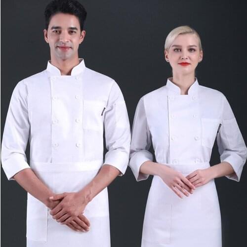New Long short Sleeve Man Western Restaurant Chef Jacket Woman Cafe Kitchen Work Wear Bakery Cooking Tops Fast Food Chef Uniform