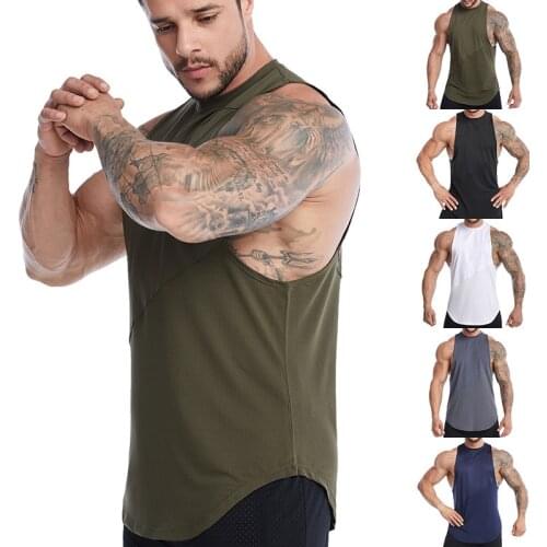 2021 NEW Summer Men Clothing Tank Tops Black White Gray Singlets Sleeveless Fitness Bodybuilding Vest