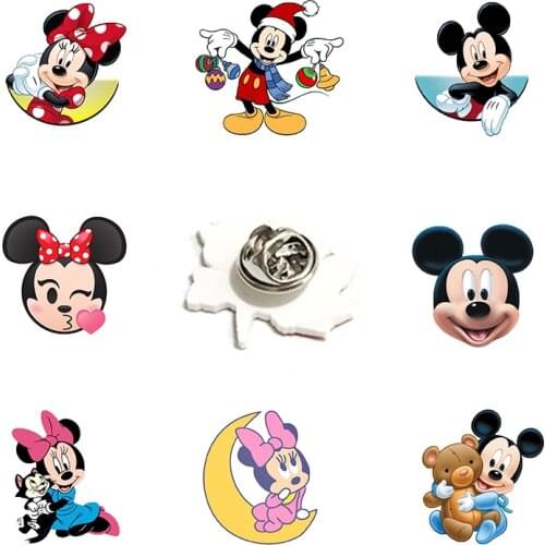 Disney Brand New Mickey Mouse Anime Acrylic Resin Epoxy Resin Lapel Pin Mickey Minnie Character Acrylic Pin Jewelry Accessories
