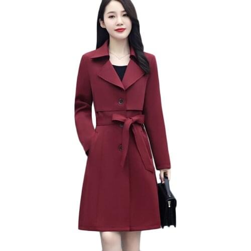2021 Spring Autumn New Windbreaker Womens Single-breasted Long Windproof Overcoat Plus Size casual Trench Coat Gabardina Mujer