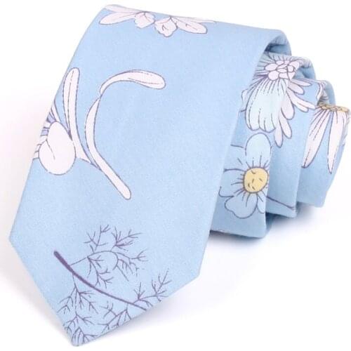 2020 New Design High Quality Floral Print Tie 7CM Cotton Neck Tie Fashion Wedding Party Ties For Men Business Suit Work Necktie