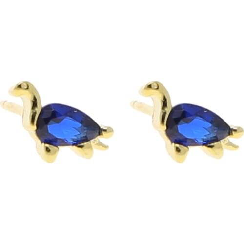 Wholesale cheap real 925 sterling silver fancy stud earring with colorful cz crystal paved mini cute dargen shape stud earrings