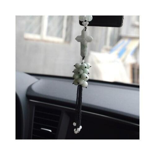 Catholic sacred art emerald cross car pendant, car supplies