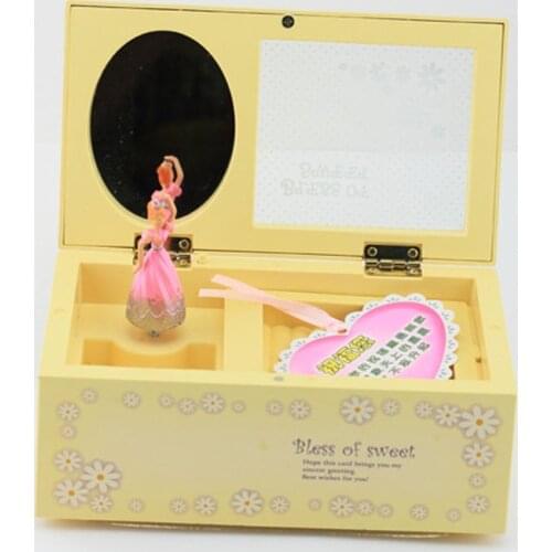 Rectangle Love Girls Musical Jewelry Holder Ballerina Hand Crank Carousel Music Boxes Wedding Birthday Gifts Free Shipping