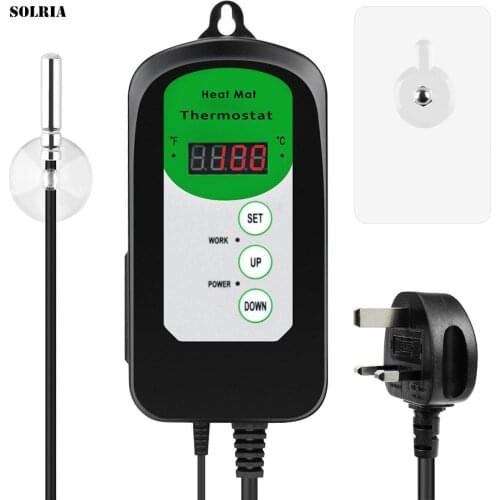 Temperature & Humidity Control Regulator 220V Instrument Digital Sensor Heating Pad Crawler Controller Garden Plant EU/US/UK New