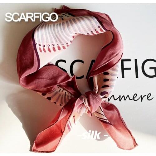 SCARFIGO 50*50cm Pink Silk Scarf Small Square Decorative Headscarf hijab Summer Spring Shawls