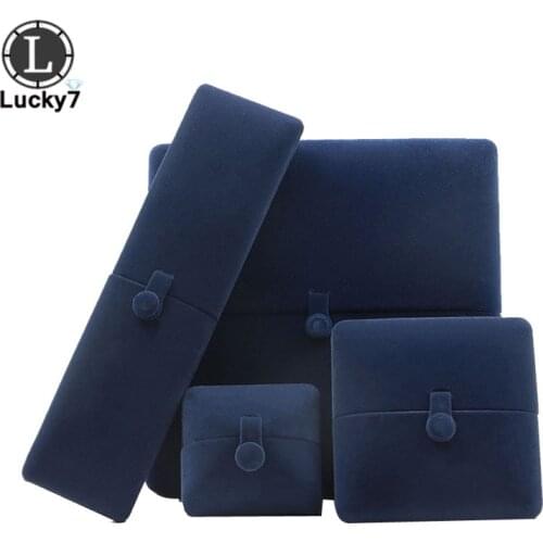 Dark Blue Double Open Jewelry Box Valentines Day Birthday Surprise Gift Ring Pendant Earring Stud Necklace Box Jewelry Display