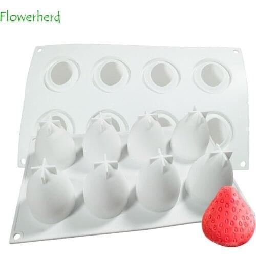 3d Strawberry Fondant Cake Silicone Mold Fruit Jelly Chocolate Mold Baking Tools Aromatherapy Candle Handmade Soap Mold