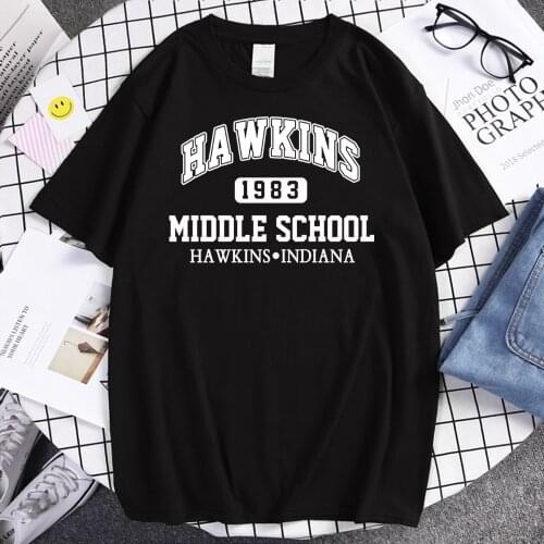 Middle School 1983 Letters Printing T-Shirt Crewneck Loose Tee Shirts Oversized Soft Mans Tshirt Summer Vintage T Shirts Man