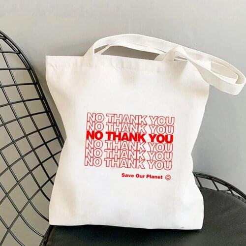 Shopper Scarlet letter No Thank You Printed Tote Bag women Harajuku shopper handbag girl Shoulder shopping bag Lady Canvas Bag