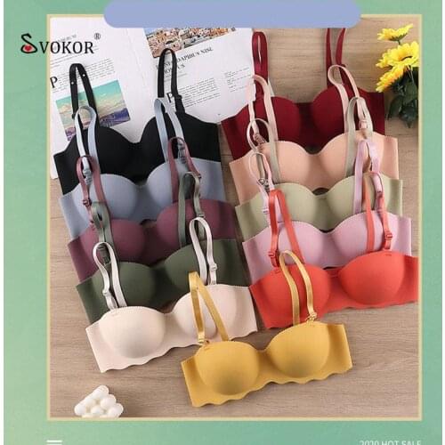 SVOKOR Bra for Women Lingerie Push Up Wireless Comfortable Strapless One-Piece Seamless Underwear