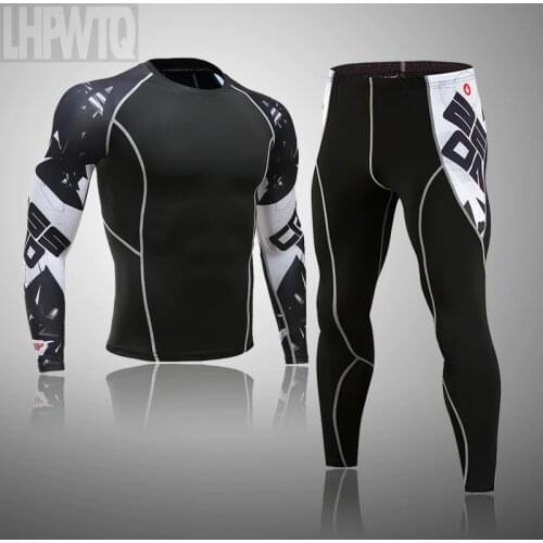 Mens Thermal underwear Set MMA Tactics Fitness leggings Long Johns Compression Sports underwear long johns Men Clothing Brand