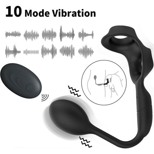 Cock Ring Anal Plug Ball Stretcher Penis Ring Vibrator 18 Plus Sex Products Silicone Cockring For Men Delay Ejaculation Sex Toys