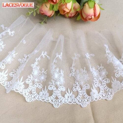19yards 13cm Mesh cotton embroidery Lace Trim Handmade DIY Garment needlework sewing Clothing accessories fabric 811