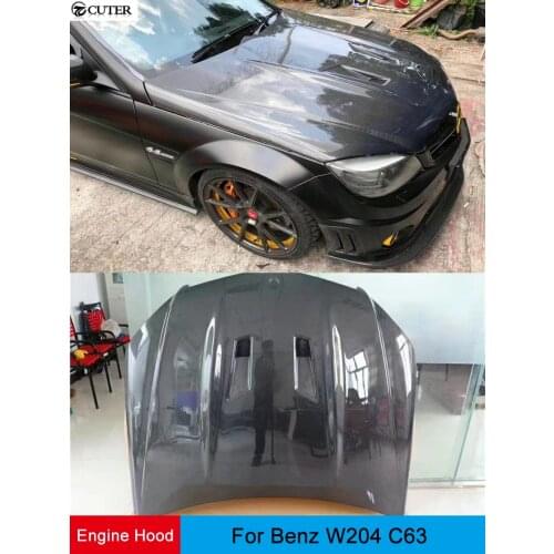 W204 Real C63 AMG Carbon Fiber Engine Hoods Auto Car Bonnet For Mercedes Benz W204 C63 12-14