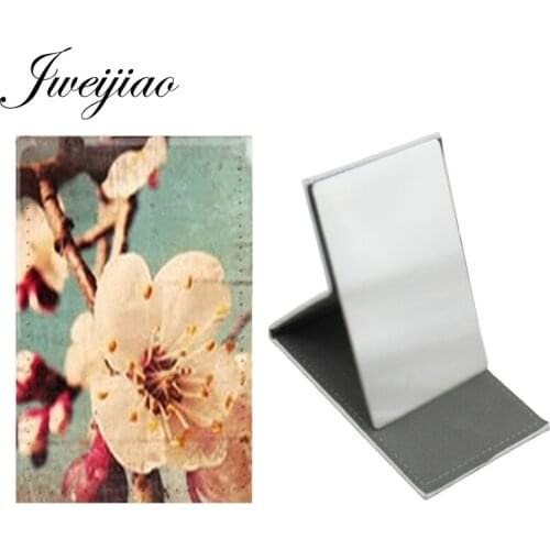 Youhaken Fashion Colorful Flower Mirror Desktop Mirror Stainless Steel Leather Makeup Beauty Tools Travel Wallet