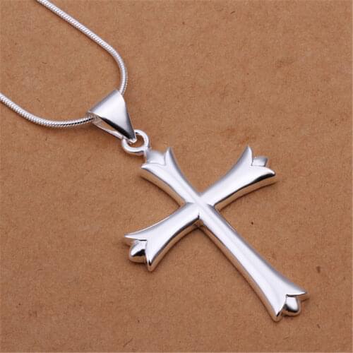 Wholesale CUTE wedding party women lady silver color necklace charms chain simple fashion women cross necklace N290