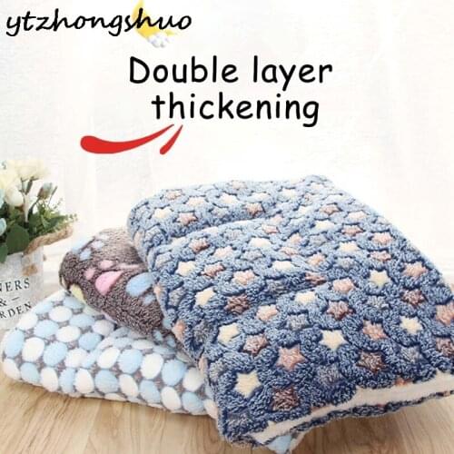 Winter Pet Blanket Mat Small Large Paw Print Cat Dog Puppy Fleece Soft Blanket Bed Cushion Sofa Bed Pet Sleeping Blanket