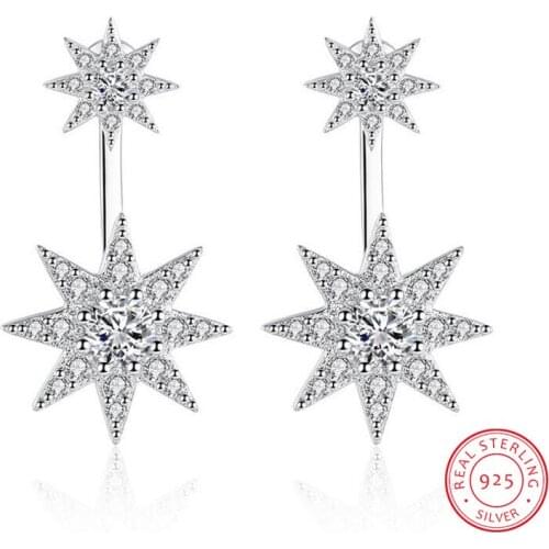 100% 925 sterling silver fashion shiny cz zirconia star ladies`stud earrings women jewelry female gift wholesale drop shipping