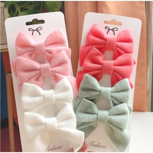 New Coming Cute 50 pcs/lot CottonBaby Gilrs Hair Bow Clips, Kids Girls Fabric bow hair clips or Flat back hair accessories
