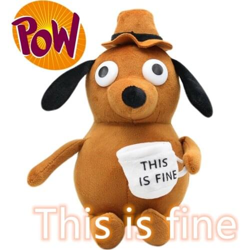 25CM This is Fine Dog Meme Coffee Plush Toy Soft Funny Stuffed Doll Birthday Gift For Kids