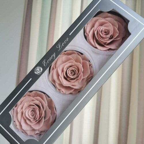 7-8CM/3pcs,Grade A Preserved large Rose head,Eternal Rose for Wedding home decoration accessories,Glass cover vase materials