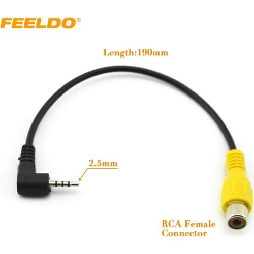 FEELDO 2.5mm Adaptor 190mm Length TRS Plug to RCA Female Adaptor for GPS Video Input #1488