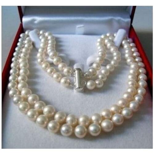 FREE shipping> >>>> Beautiful 2 Rows 8-9 mm SALTWATER PEARL NECKLACE