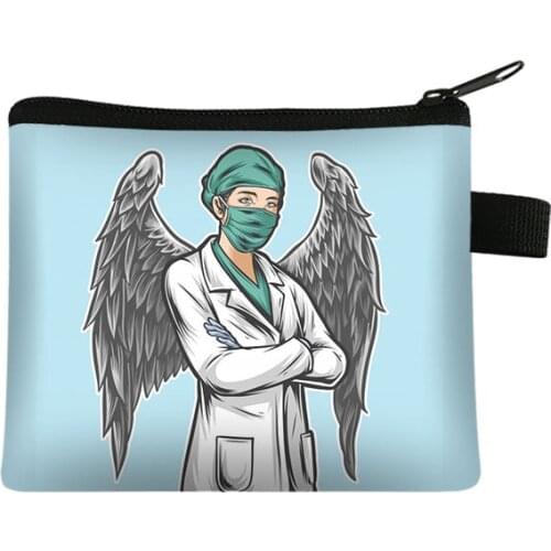 Thank You Doctor & Nurse Coin Purse Ladies Nurse Short Wallet Card Bag Pocket Coin Key Storage Bags Casual Small Wallet Purse